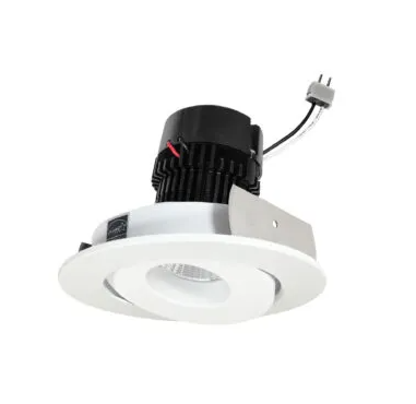 NORA Lighting NPRLV-4RG40XMPW 4" Pearl 12VAC Low Voltage LED Round Adjustable Gimbal Retrofit, 4000K, Matti Powder White Finish