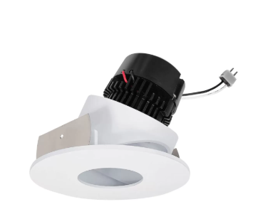NORA Lighting NPRLV-4RPHA30XMPW 4" Pearl Low Voltage LED Round Adjustable Pinhole Retrofit, Lumens 950 lm / Wattage 11W, Color Temperature 3000K, Matte Powder White Pinhole / Matte Powder White Flange