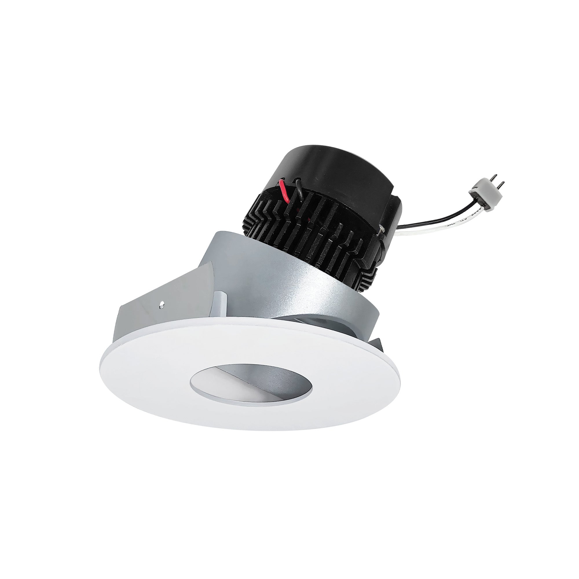 Nora Lighting NPRLV-4RPHA30XHZMPW 4" Pearl 12VAC Low Voltage LED Round Adjustable Pinhole Retrofit, 11 Watt, 950lm Lumens, 3000K CCT, 90+ CRI, Haze Pinhole Matte Powder White Flange