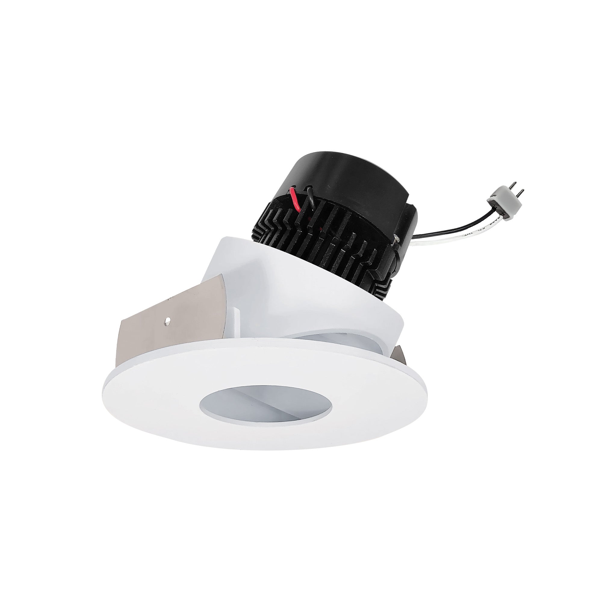 Nora Lighting NPRLV-4RPHA40XWW 4" Pearl 12VAC Low Voltage LED Round Adjustable Pinhole Retrofit, 11 Watt, 950lm Lumens, 4000K CCT, 90+ CRI, White Pinhole White Flange