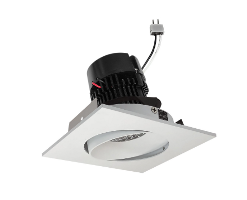 NORA Lighting NPRLV-4SC27XMPW 4" Pearl Low Voltage LED Square Adjustable Cone Retrofit, Lumens / Wattage 1200lm / 11W, Color Temperature 2700K, White Reflector / Matte Powder White Flange