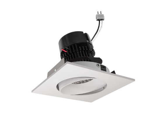 NORA Lighting NPRLV-4SC27XWW 4" Pearl Low Voltage LED Square Adjustable Cone Retrofit, Lumens / Wattage 1200lm / 11W, Color Temperature 2700K, White Reflector / White Flange