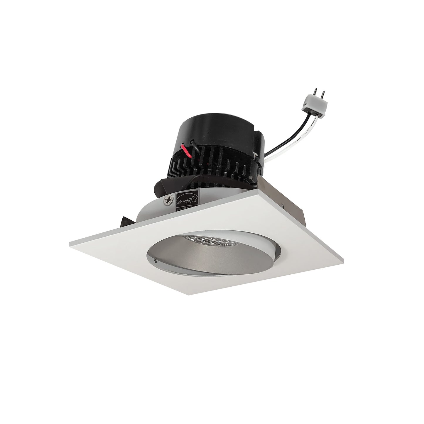 Nora Lighting NPRLV-4SC30XHW 4" Pearl 12V LED Square Adjustable Cone Retrofit, 1200lm, 11W, 3000K, 90+ CRI, Haze / White
