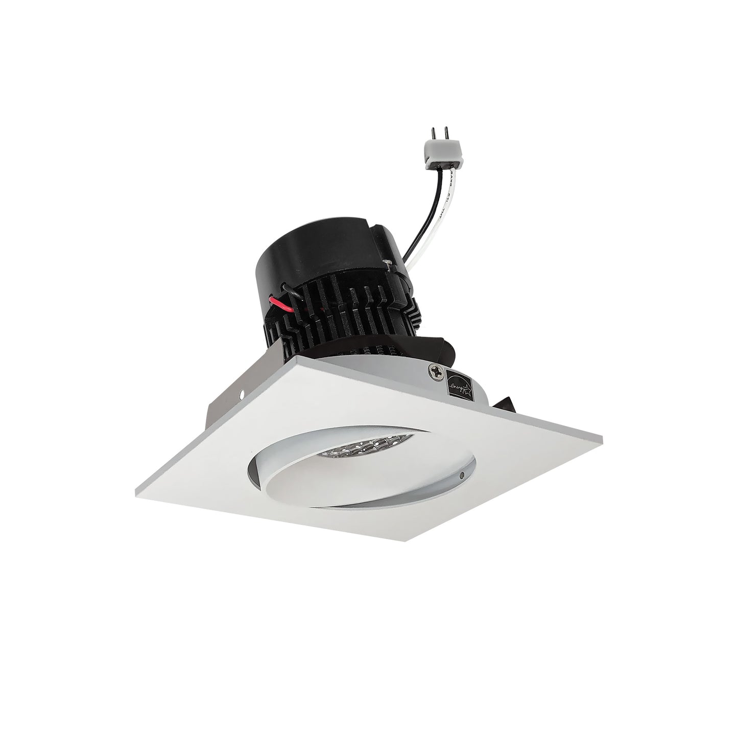 Nora Lighting NPRLV-4SC30XMPW 4" Pearl 12V LED Square Adjustable Cone Retrofit, 1200lm, 11W, 3000K, 90+ CRI, Matte Powder White
