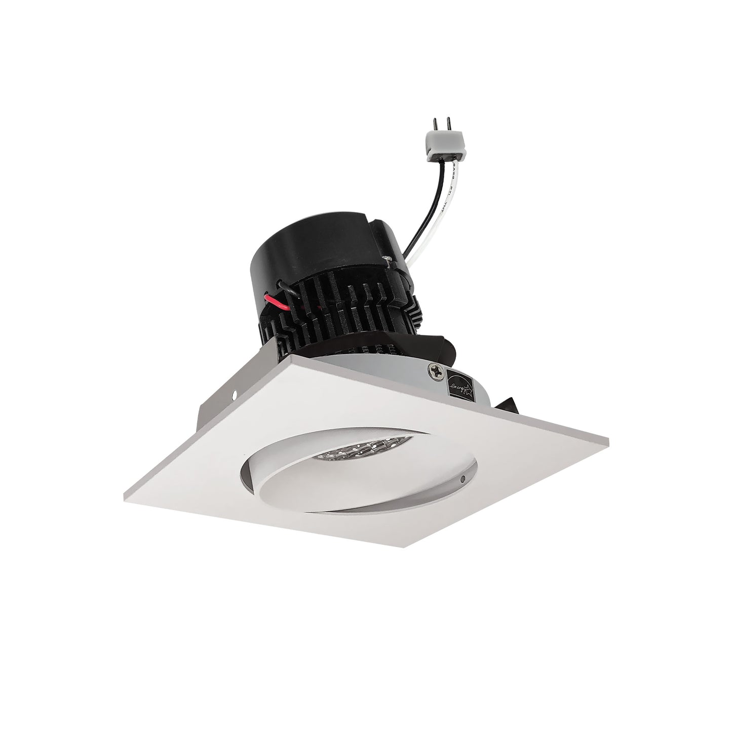 Nora Lighting NPRLV-4SC30XWW 4" Pearl 12V LED Square Adjustable Cone Retrofit, 1200lm, 11W, 3000K, 90+ CRI,  White / White