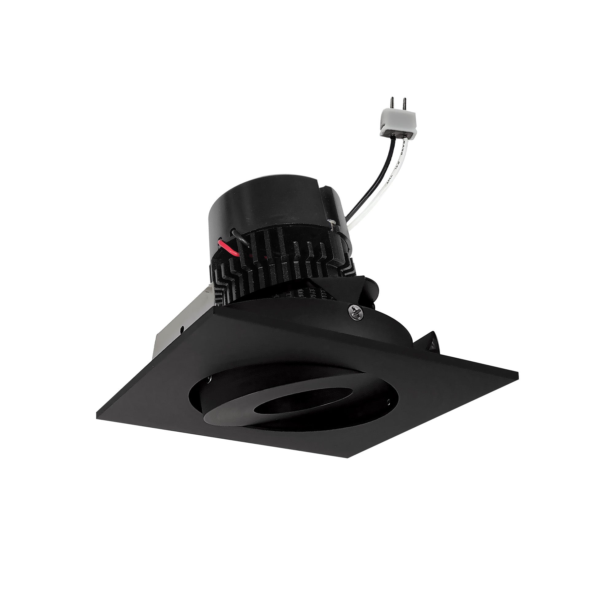 Nora Lighting NPRLV-4SG35XBB 4" Pearl 12V LED Square Adjustable Gimbal Retrofit, 1050lm, 11W, 3500K, 90+ CRI, Black