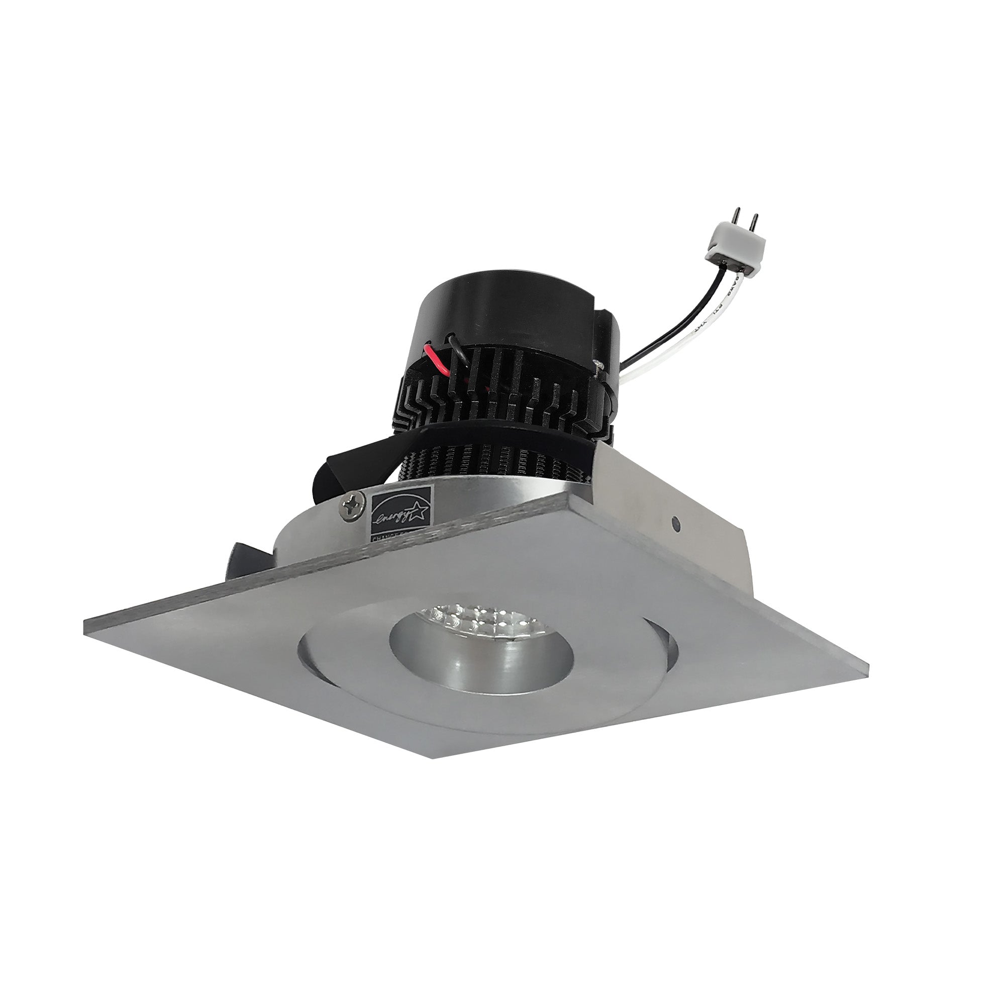 Nora Lighting NPRLV-4SGCDXNN 4" Pearl 12VAC Low Voltage LED Square Adjustable Gimbal Retrofit, 11 Watt, 600 Lumens, Comfort Dim, 90+ CRI, Natural Metal