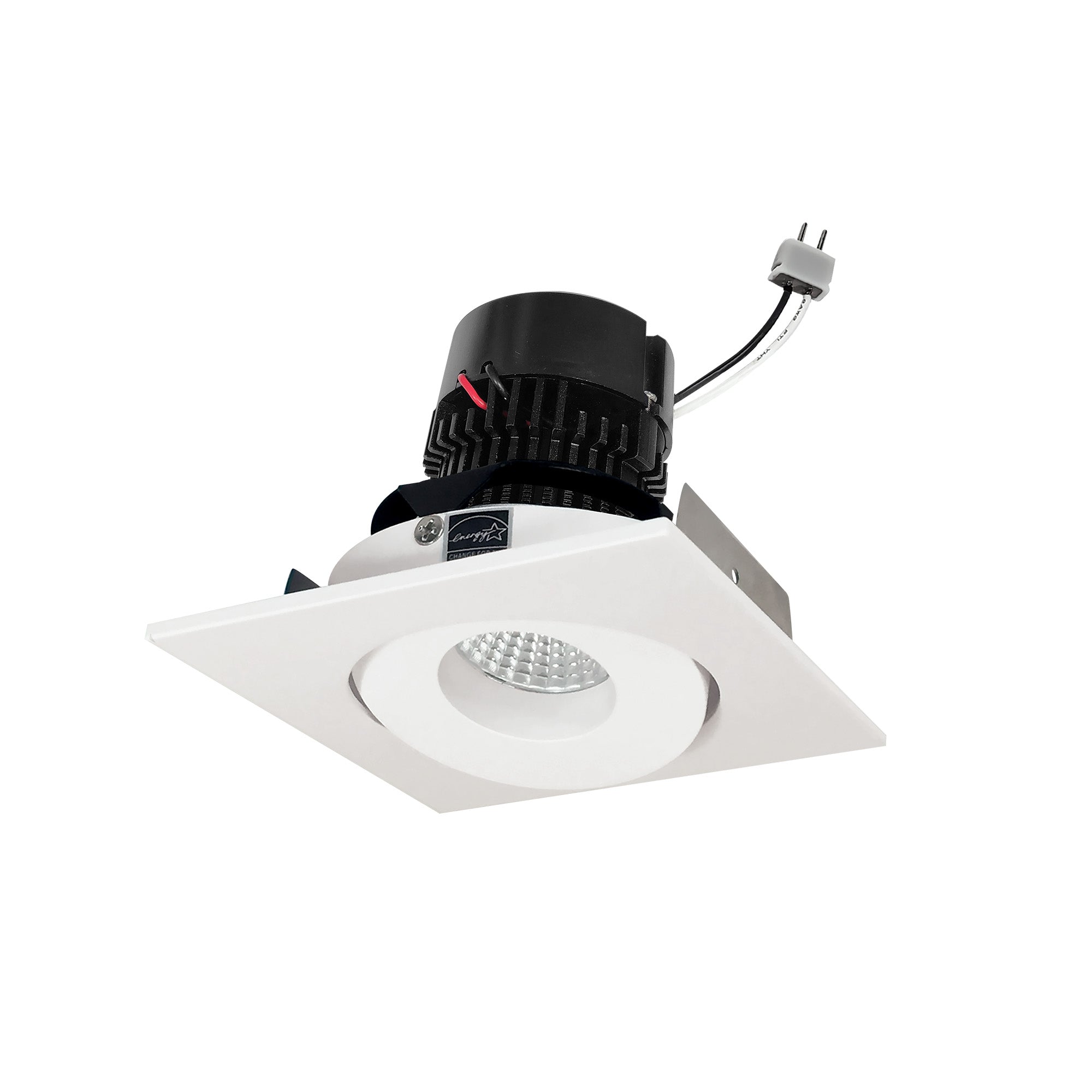 Nora Lighting NPRLV-4SG27XWW 4" Pearl 12V LED Square Adjustable Gimbal Retrofit, 1050lm, 11W, 2700K, 90+ CRI, White