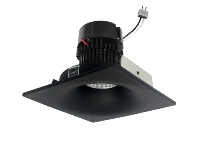 NORA Lighting NPRLV-4SNBCDXBB 4" Pearl Low Voltage LED Square Bullnose Retrofit, 950lm / 11W, Color Temperature Comfort Dim, Matte Black Finish