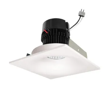 NORA Lighting NPRLV-4SNB35XMPW 4" Pearl Low Voltage LED Square Bullnose Retrofit, 1200lm / 11W, Color Temperature 3500K, Matte Powder White Finish