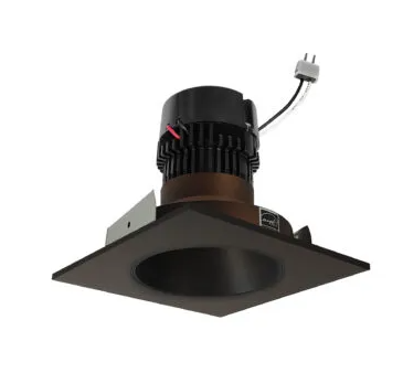 NORA Lighting NPRLV-4SNDC40XBZ 4" Pearl Low Voltage LED Square Retrofit Reflector with Round Aperture, Lumens 1150 lm / Wattage 11W, Color Temperature 4000K, Bronze Reflector / Bronze Flange