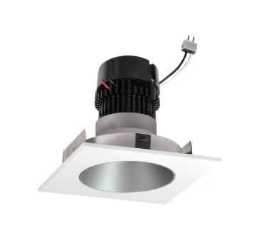 NORA Lighting NPRLV-4SNDC27XHZMPW 4" Pearl Low Voltage LED Square Retrofit Reflector with Round Aperture, Lumens 1150 lm / Wattage 11W, Color Temperature 2700K, Haze Reflector / Matte Powder White Flange