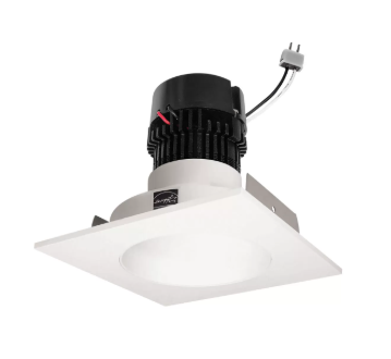 NORA Lighting NPRLV-4SNDC27XWW 4" Pearl Low Voltage LED Square Retrofit Reflector with Round Aperture, 1150lm / 11W, Color Temperature 2700K, White Reflector / White Flange