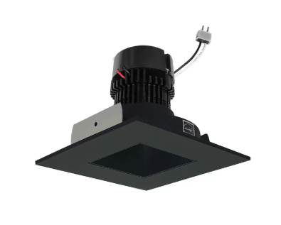 NORA Lighting NPRLV-4SNDSQ27XBB 4" Pearl Low Voltage LED Square Retrofit Reflector with Square Aperture, Lumens 1100 lm / Wattage 11W, Color Temperature 2700K, Black Reflector / Black Flange