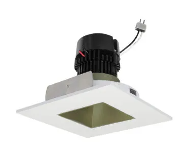 NORA Lighting NPRLV-4SNDSQ27XCHMPW 4" Pearl Low Voltage LED Square Retrofit Reflector with Square Aperture, 1100lm / 11W, 2700K, Champagne Haze Reflector / Matte Powder White Flange