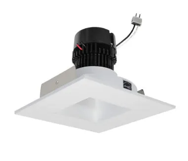 NORA Lighting NPRLV-4SNDSQ27XHW 4" Pearl Low Voltage LED Square Retrofit Reflector with Square Aperture, 1100lm / 11W, 2700K, Haze Reflector / White Flange