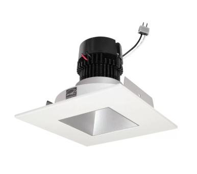 NORA Lighting NPRLV-4SNDSQ27XHZMPW 4" Pearl Low Voltage LED Square Retrofit Reflector with Square Aperture, Lumens 1100 lm / Wattage 11W, Color Temperature 2700K, Haze Reflector / Matte Powder White Flange