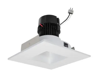 NORA Lighting NPRLV-4SNDSQ27XMPW 4" Pearl Low Voltage LED Square Retrofit Reflector with Square Aperture, 1100lm / 11W, 2700K, Matte Powder White Reflector / Matte Powder White Flange