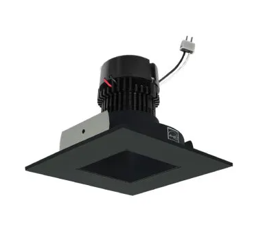NORA Lighting NPRLV-4SNDSQ30XBB 4" Pearl Low Voltage LED Square Retrofit Reflector with Square Aperture, 1100lm / 11W, 3000K, Black Reflector / Black Flange