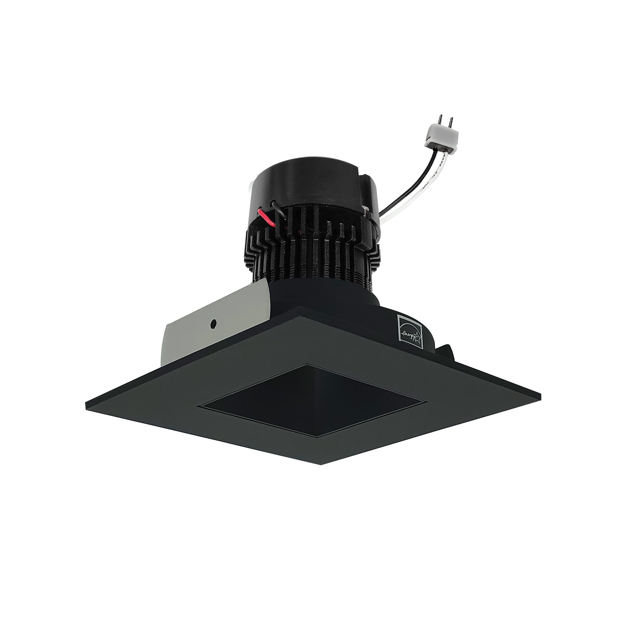 Nora Lighting NPRLV-4SNDSQ40XBB 4" Pearl 12VAC Low Voltage LED Square Retrofit Reflector with Square Aperture, 11 Watt, 1100 Lumens, 4000K, 90+ CRI, Black Reflector Black Flange