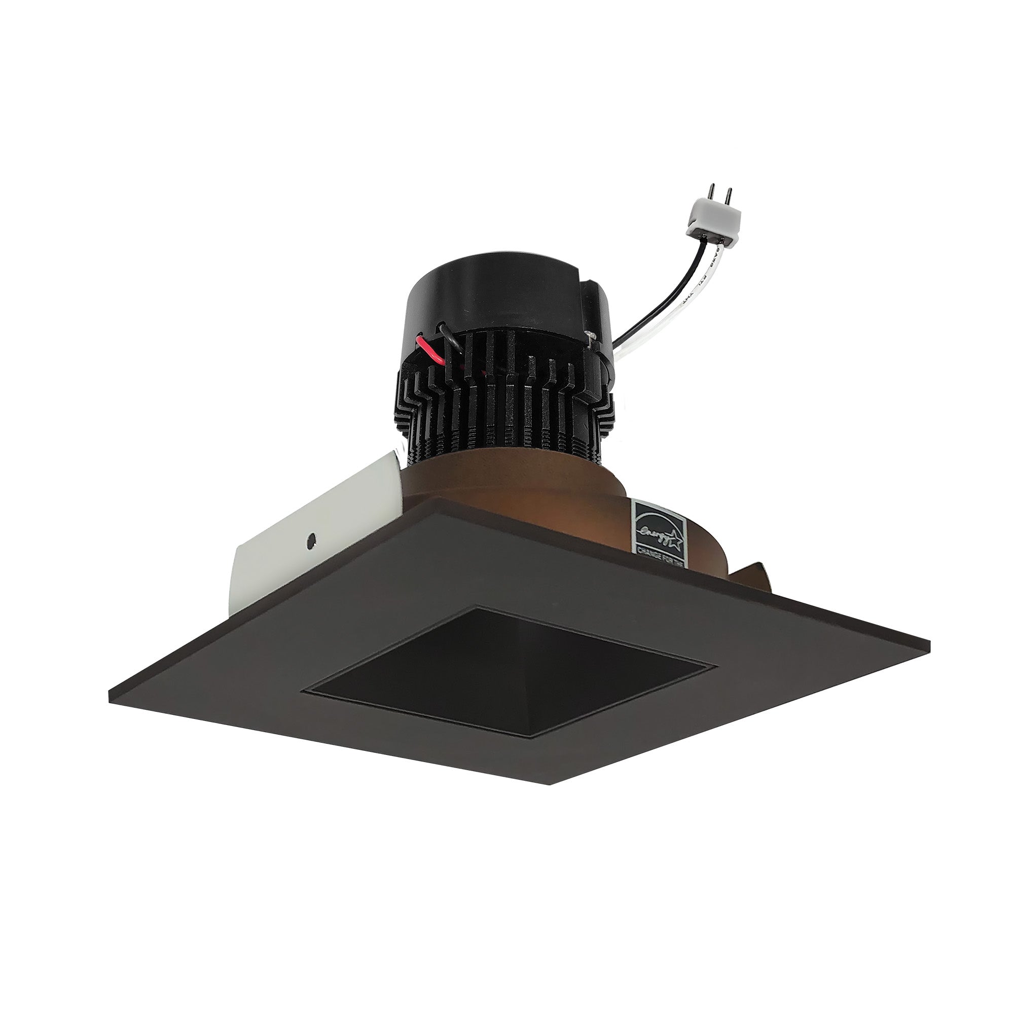 Nora Lighting NPRLV-4SNDSQCDXBZ 4" Pearl 12VAC Low Voltage LED Square Retrofit Reflector with Square Aperture, 650lm, 11W, Comfort Dim, 90+ CRI, Bronze Reflector Bronze Flange