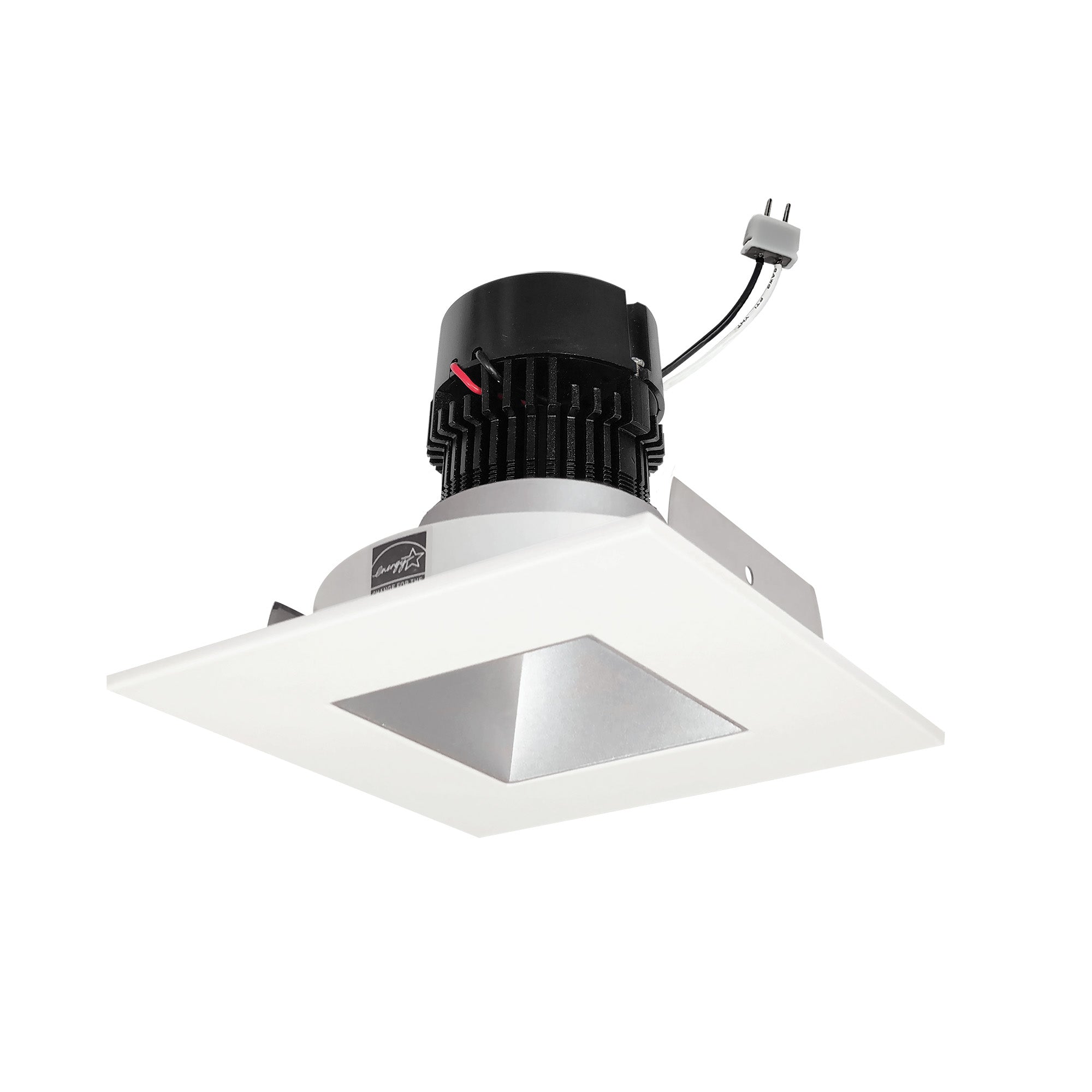 Nora Lighting NPRLV-4SNDSQ35XHZMPW 4" Pearl 12VAC Low Voltage LED Square Retrofit Reflector with Square Aperture, 1100lm, 11W, 3500K, 90+ CRI, Haze Reflector Matte Powder White Flange