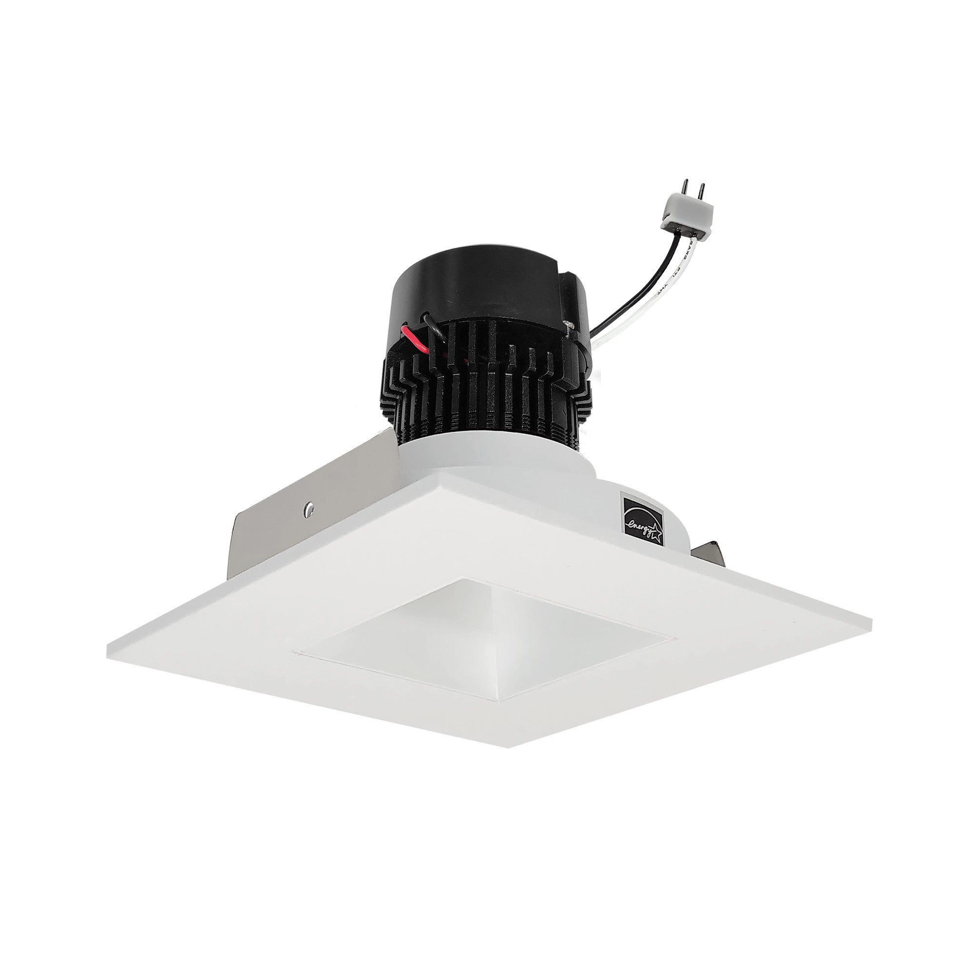 Nora Lighting NPRLV-4SNDSQCDXWW 4" Pearl 12VAC Low Voltage LED Square Retrofit Reflector with Square Aperture, 650lm, 11W, Comfort Dim, 90+ CRI, White Reflector White Flange