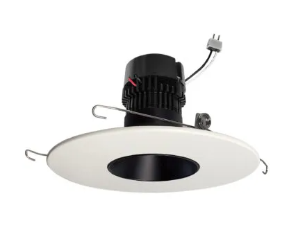 NORA Lighting NPRLV-56RNDCCDXBW 5"/6" Pearl Low Voltage LED Round Retrofit Reflector, Lumens 700lm / Wattage 11W, Color Temperature Comfort Dim, Black Reflector / White Flange