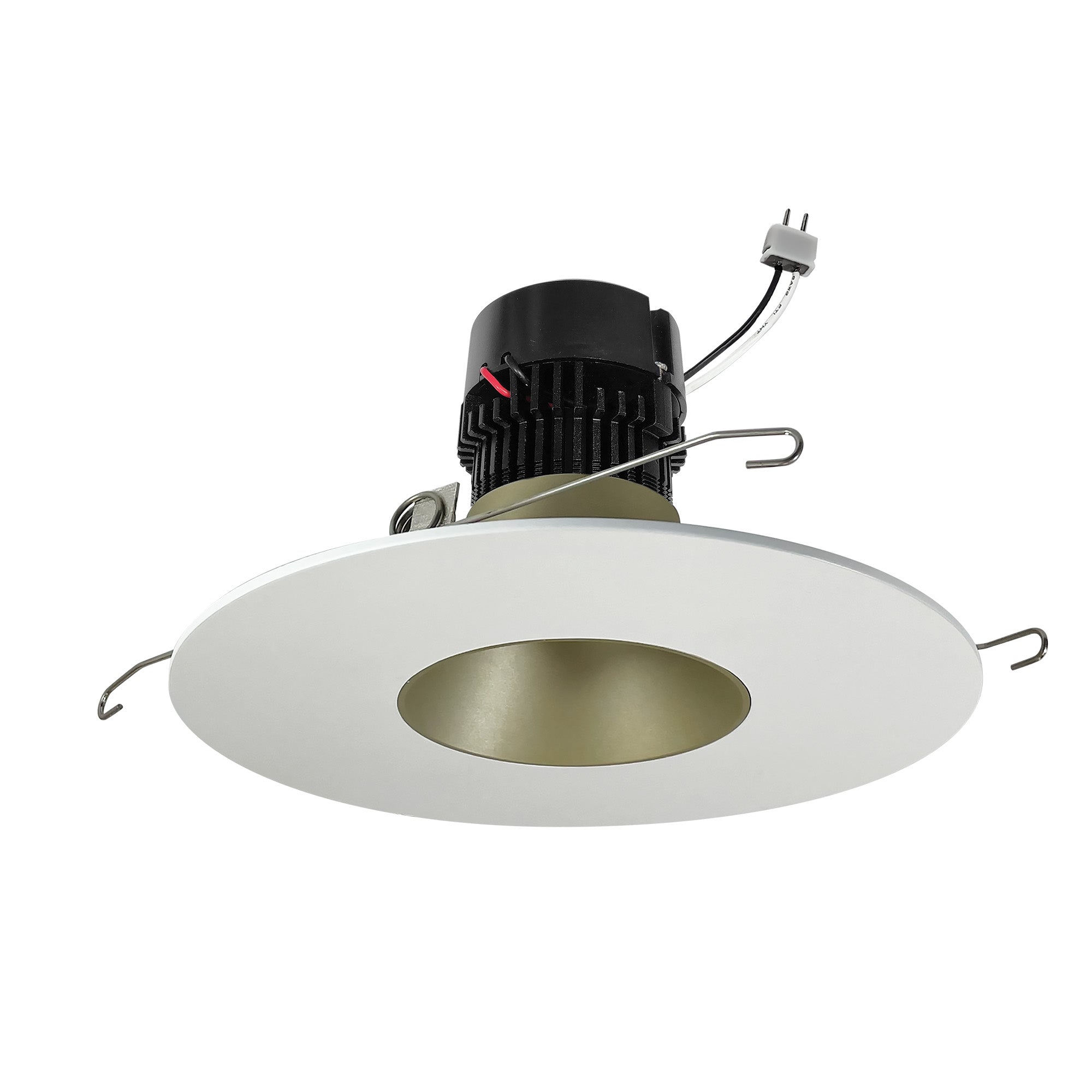 Nora Lighting NPRLV-56RNDC30XCHMPW 5"/6" Pearl 12VAC Low Voltage LED Round Retrofit Reflector with Round Aperture, 11 Watt, 1150 Lumens, 3000K Color Temp., 90+ CRI, Champagne Haze Reflector Matte Powder White Flange