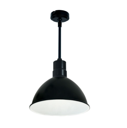 Nora Lighting NRLM-10ST2030BWLE4/96 10" RLM 96" Stem Mounted LED Shade, Lumens 2000lm, Color Temperature 3000K, Voltage 120V-277V, Dimming 0-10V/Triac/ELV, Black/White Finish