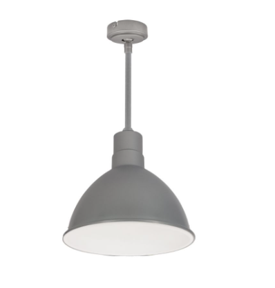 Nora Lighting NRLM-10ST2030GMWLE4/96 10" RLM 96" Stem Mounted LED Shade, Lumens 2000 lm, Color Temperature 3000K, Voltage 120V-277V, Dimming 0-10V/Triac/ELV, Gun Metal/White Finish