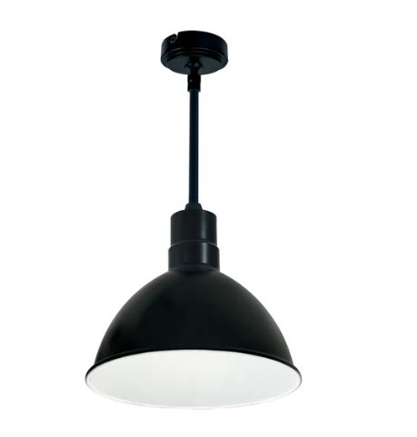 Nora Lighting NRLM-10ST3040BWLE4/96 10" RLM 96" Stem Mounted LED Shade, Lumens 3000 lm, Color Temperature 4000K, Voltage 120V-277V, Dimming 0-10V/Triac/ELV, Black/White Finish
