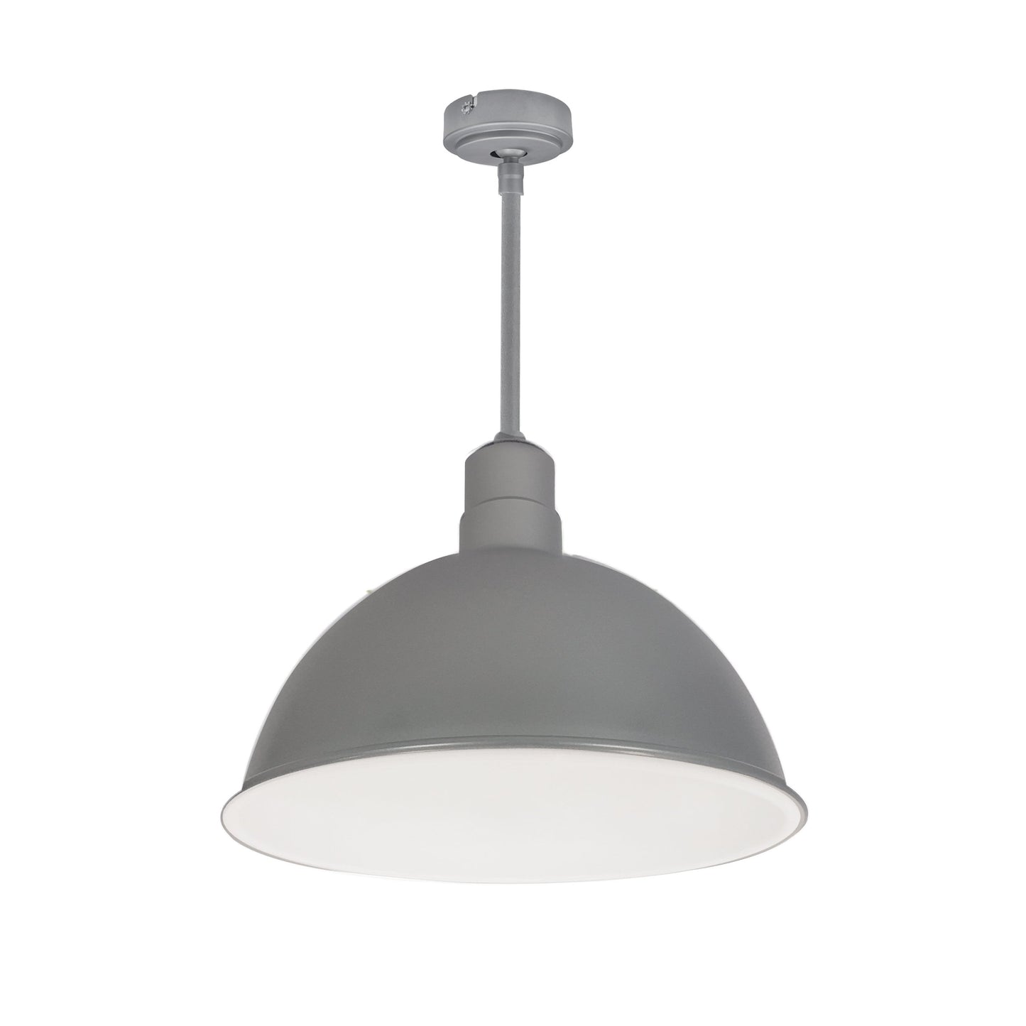 Nora Lighting NRLM-16ST3830GMWLE4/12 16" RLM 12" Stem Mounted LED Shade - 48 Watt - 3000K Color Temp. - 3800 Lumens - 0-10V/Triac/ELV - Gun Metal Outer / White Inner