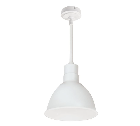 Nora Lighting NRLM-8ST1035WWLE4/12 8" RLM 12" Stem Mounted LED Shade, Lumens 1200lm, Color Temperature 3500K, 120V 0-10V/Triac/ELV & 277V 0-10V Dimming, White Finish