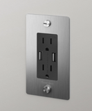 Buster + Punch NSC-07182 Electricity Single Combination Duplex Outlet with USB Charger (Steel)