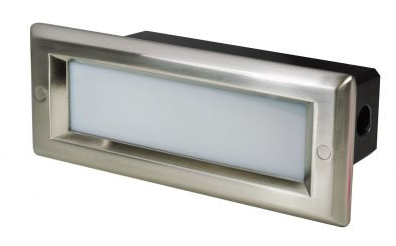 NORA Lighting NSW-842/SCBN Brick Die-Cast LED Step Light w/ Frosted Lens Face Plate, Multi-Color Temperature, Brushed Nickel Finish