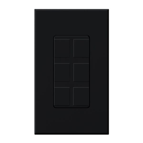 Lutron NT-6PF-BL Nova T Field Customizable 6-Port Frame, Black Finish
