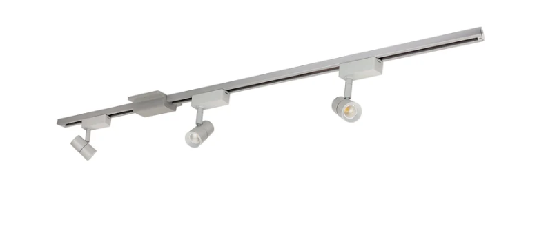 NORA Lighting NTLE-85040S 4-ft Track Pack with (3) Aiden LED Track Heads, Lumens 800lm, 80+ CRI, Color Temperature 4000K, Silver Finish