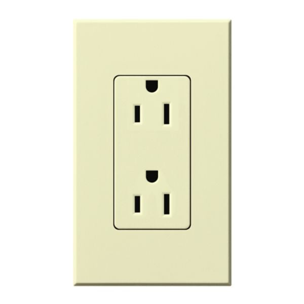Lutron NTR-15-AL Nova T 15A 125V Duplex Receptacle, Almond Finish