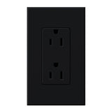 Lutron NTR-15-BL Nova T 15A 125V Duplex Receptacle, Black Finish