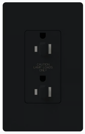 Lutron NTR-15-DDTR-BL Architectural 15A Dual Dimming, Tamper Resist Duplex Receptacle, 125V with Wall Plate, Matte Finish, Black