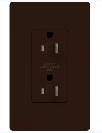 Lutron NTR-15-DDTR-BR Architectural 15A Dual Dimming, Tamper Resist Duplex Receptacle, 125V with Wall Plate, Matte Finish, Brown