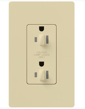 Lutron NTR-15-DDTR-IV Architectural 15A Dual Dimming, Tamper Resist Duplex Receptacle, 125V with Wall Plate, Matte Finish, Ivory