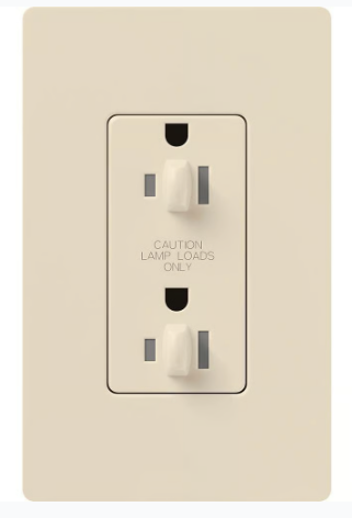 Lutron NTR-15-DDTR-LA Architectural 15A Dual Dimming, Tamper Resist Duplex Receptacle, 125V with Wall Plate, Matte Finish, Light Almond