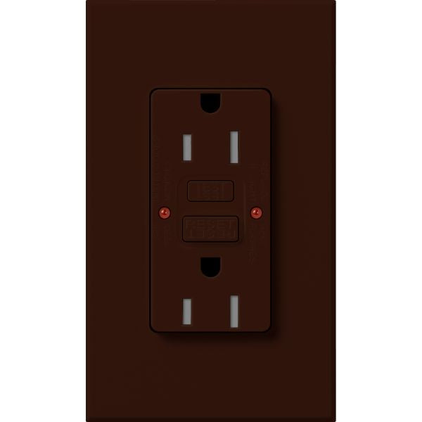 Lutron NTR-15-GFST-BR Nova T 15A 125V Tamper Resistant GFCI Receptacle, Brown Finish
