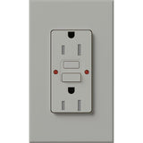 Lutron NTR-15-GFST-GR Nova T 15A 125V Tamper Resistant GFCI Receptacle, Gray Finish