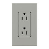 Lutron NTR-15-GR Nova T 15A 125V Duplex Receptacle, Gray Finish