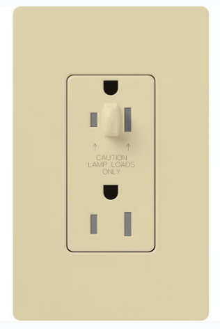 Lutron NTR-15-HDTR-IV Architectural 15A Half-Dimming, Tamper Resist Duplex Receptacle with Wall Plate, Matte Finish, Ivory