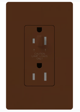 Lutron NTR-15-HDTR-SI Architectural 15A Half-Dimming, Tamper Resist Duplex Receptacle with Wall Plate, Matte Finish, Sienna