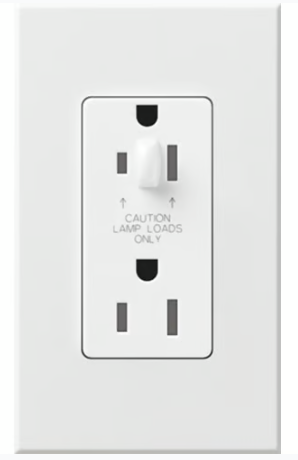 Lutron NTR-15-HDTR-WH Architectural 15A Half-Dimming, Tamper Resist Duplex Receptacle with Wall Plate, Matte Finish, White